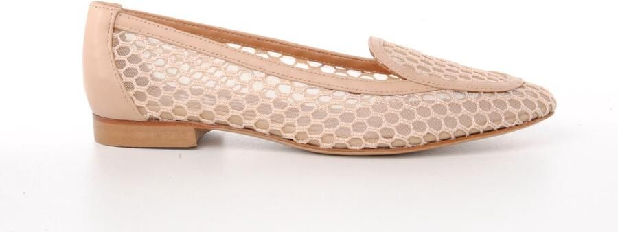 MAURY dames moccassin Chantilly textiel en leder beige