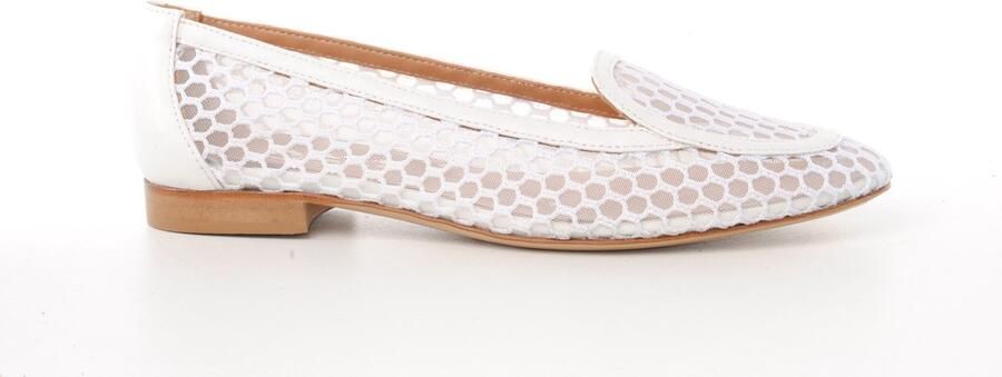MAURY dames moccassin Chantilly textiel en leder wit