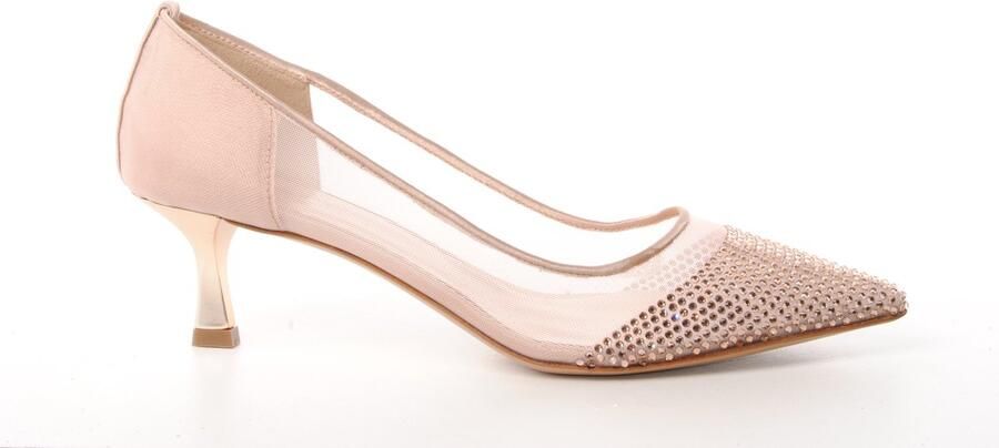 MAURY dames pump Cherbourg textiel met strass nude