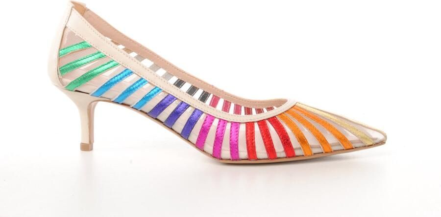 MAURY dames pump Saintmalo leder en textiel multicolor