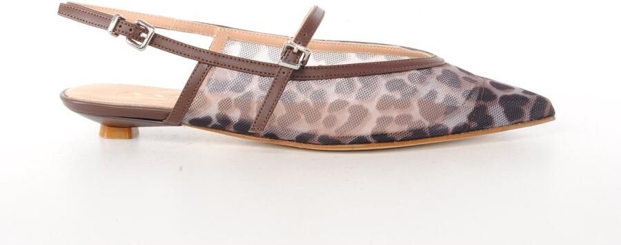 MAURY dames slingback Poussecafe leder en nylon leopard print