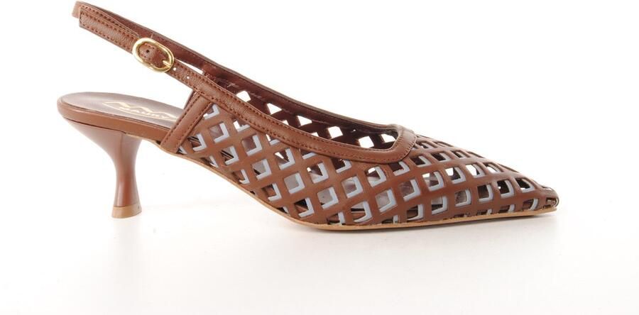MAURY dames slingback Sheba leder bruin blauw