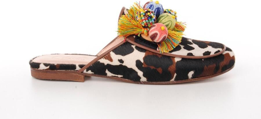 MAURY dames slipper Manila koeienhuid bruin beige