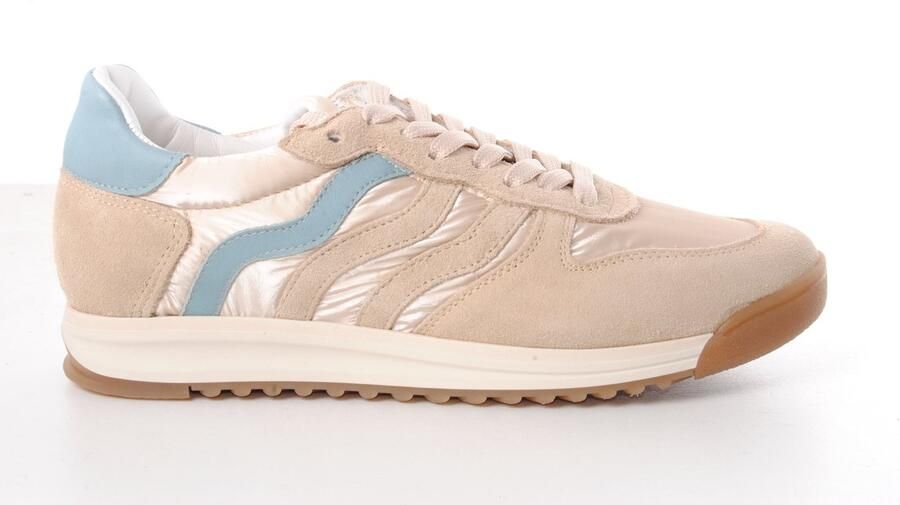 MAURY dames sneaker Tigresse suède en nulon beige blauw