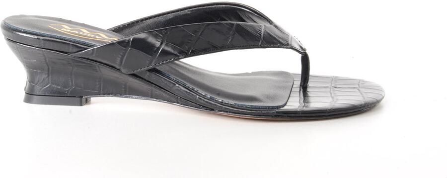 MAURY dames teenslipper Zengarino leder met croccoprint zwart