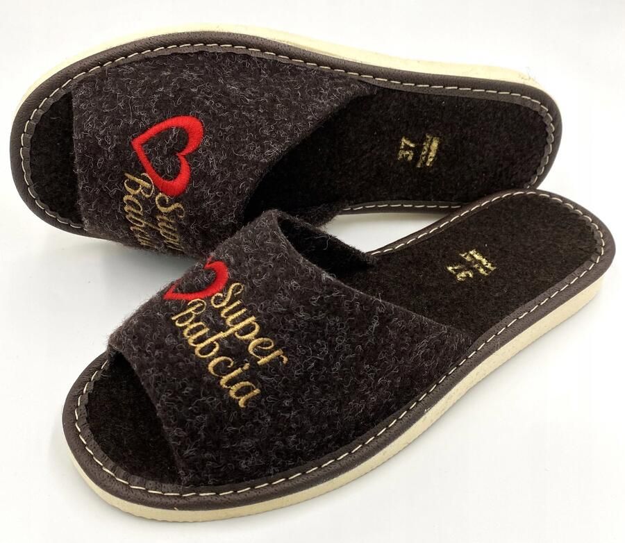 Maximus Dames Pantoffels voor Oma Warme Filc met BABCIA IDEALNA Hout