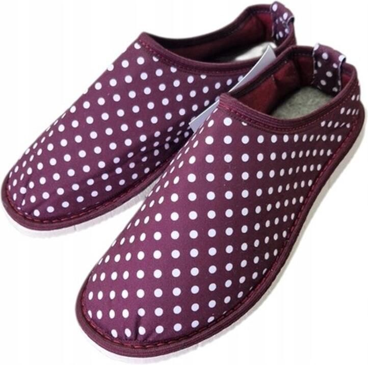 Maximus Dames pantoffels bordeaux met witte stippen