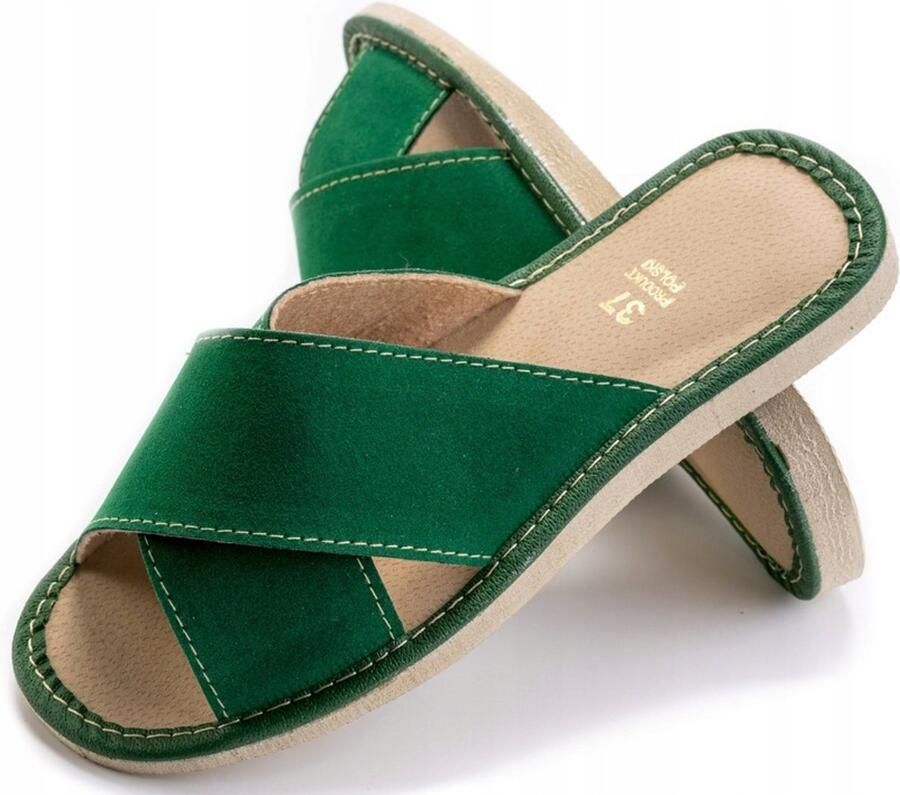 Maximus Dames pantoffels groen Comfortabele huisschoenen