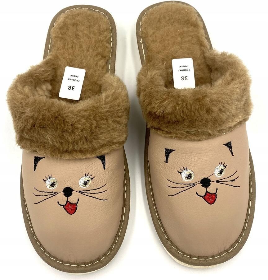 Maximus Dames Pantoffels Katjes Leer Warm & Comfortabel