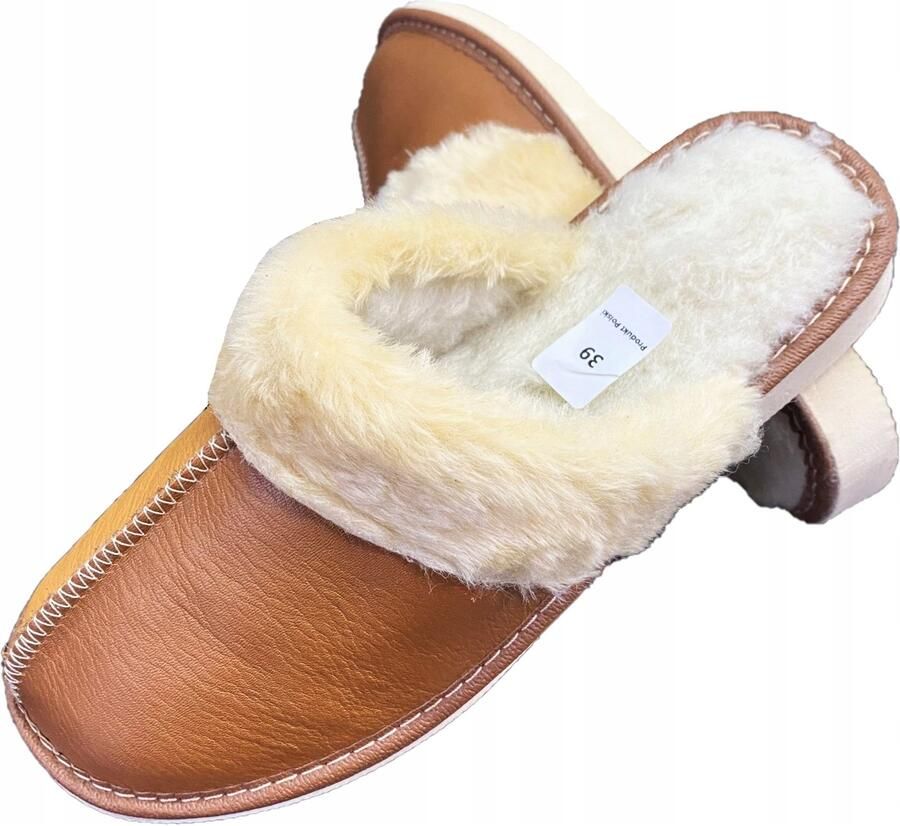 Dames pantoffels warm gevoerd met schapenvacht bruin