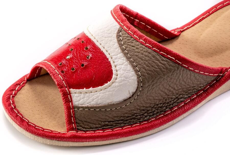 Maximus Dames Pantoffels Leer Rood