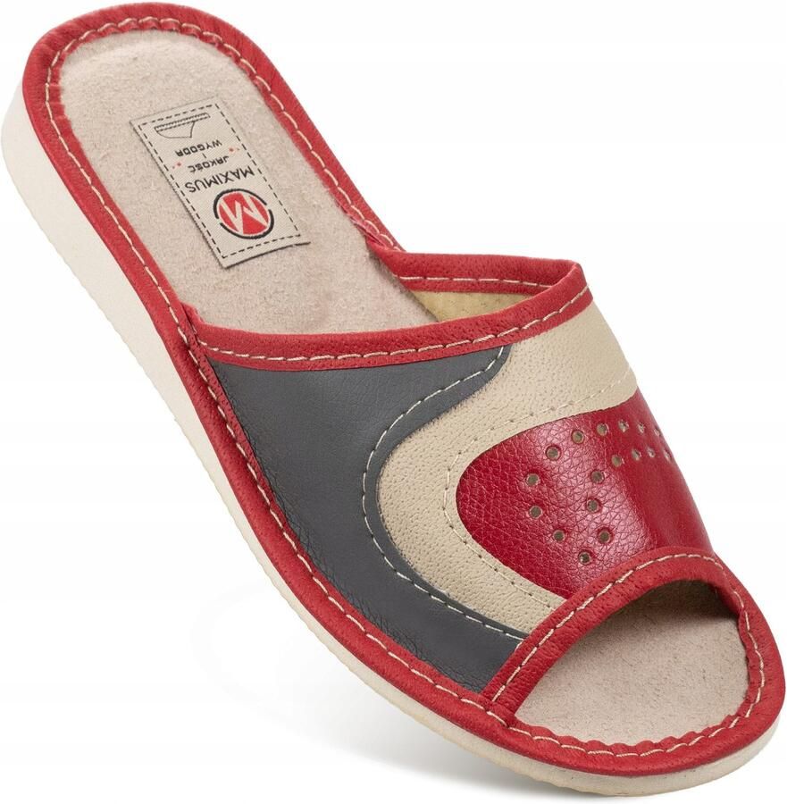Maximus Dames Pantoffels Leer Rood