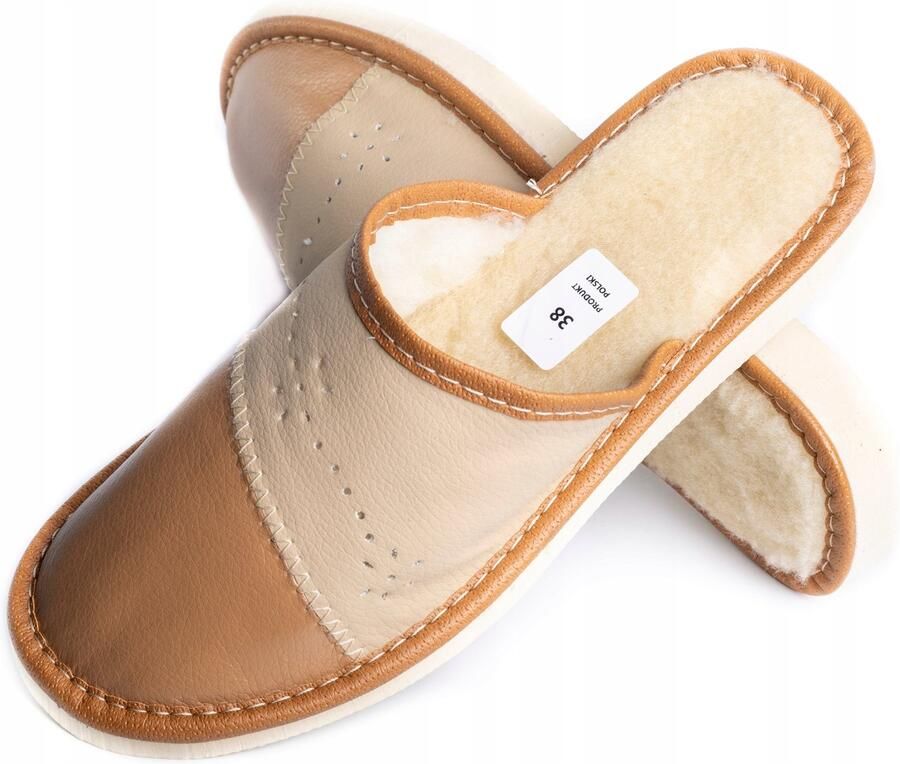 Maximus Dames Pantoffels Leer Warme Leren Huisschoenen