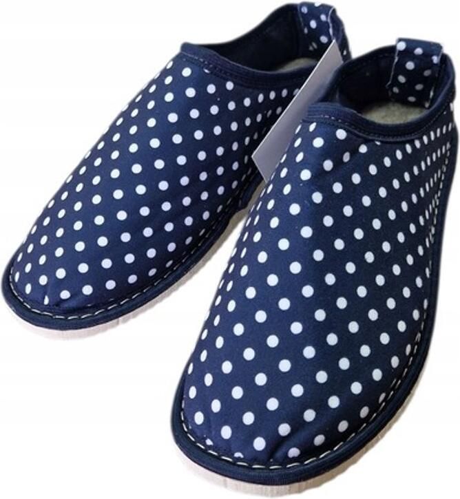 Maximus Dames pantoffels marineblauw met witte stippen