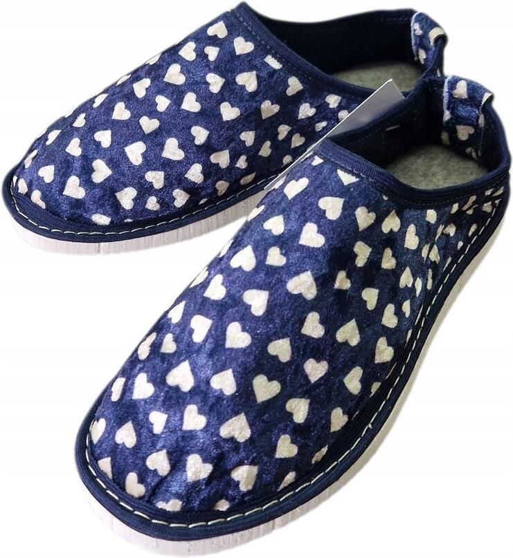 Maximus Dames pantoffels met hartjesprint navy