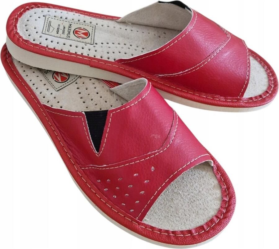 Maximus Dames pantoffels open met elastiek rood