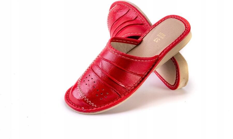 Maximus Dames pantoffels rood leer