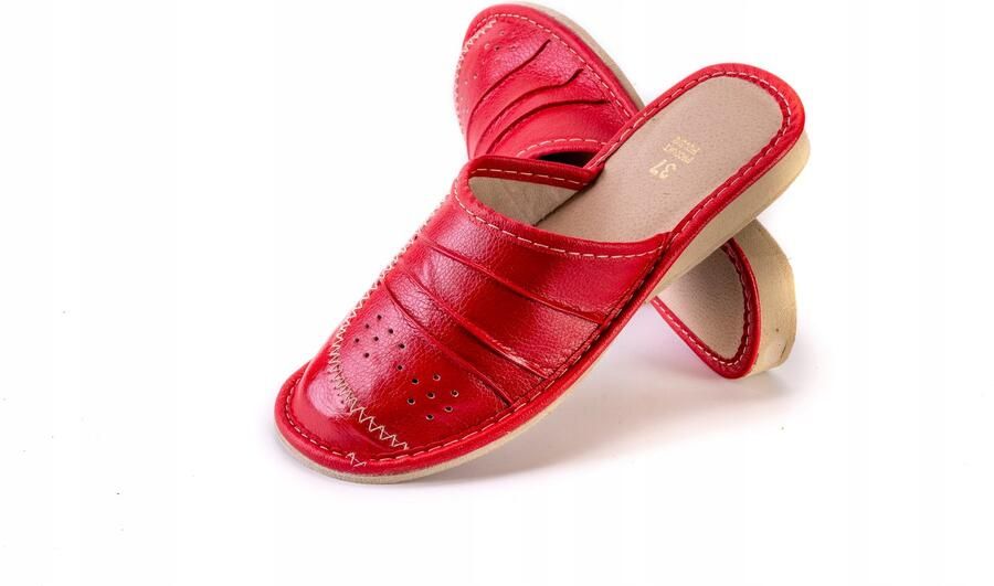 Maximus Dames pantoffels rood leer