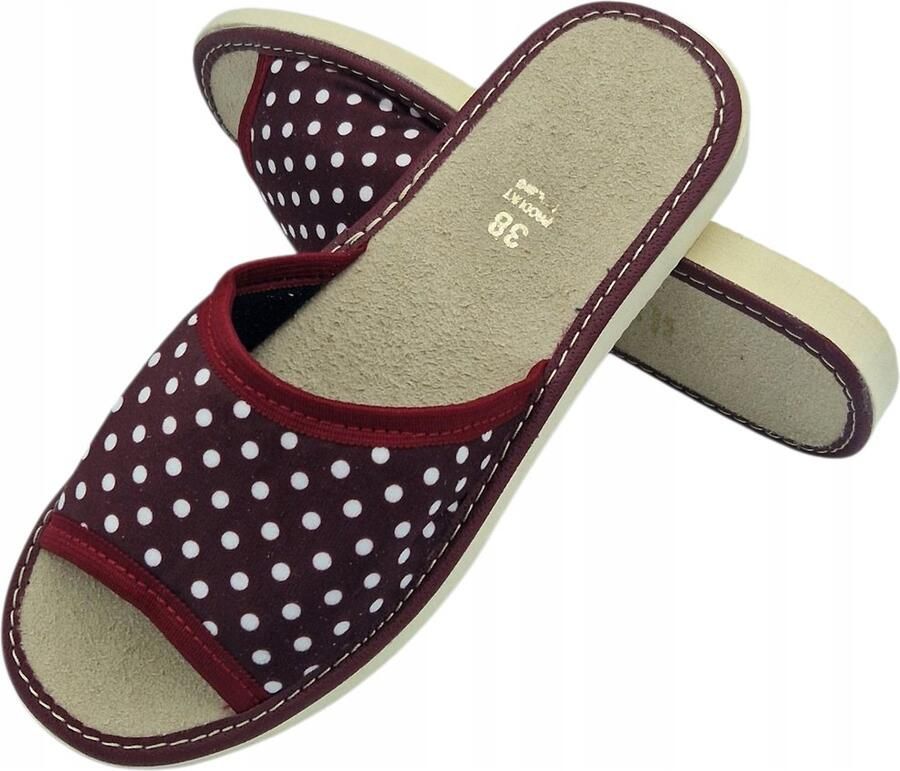Maximus Dames pantoffels stippen bordeaux