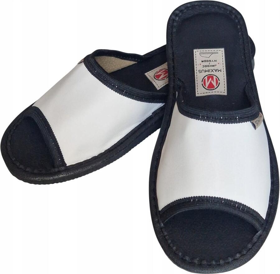 Maximus Dames pantoffels wit-zwart comfortabel en stijlvol
