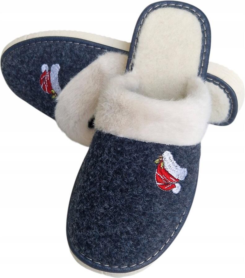 Maximus Dames pantoffels wol en vilt warm gevoerd