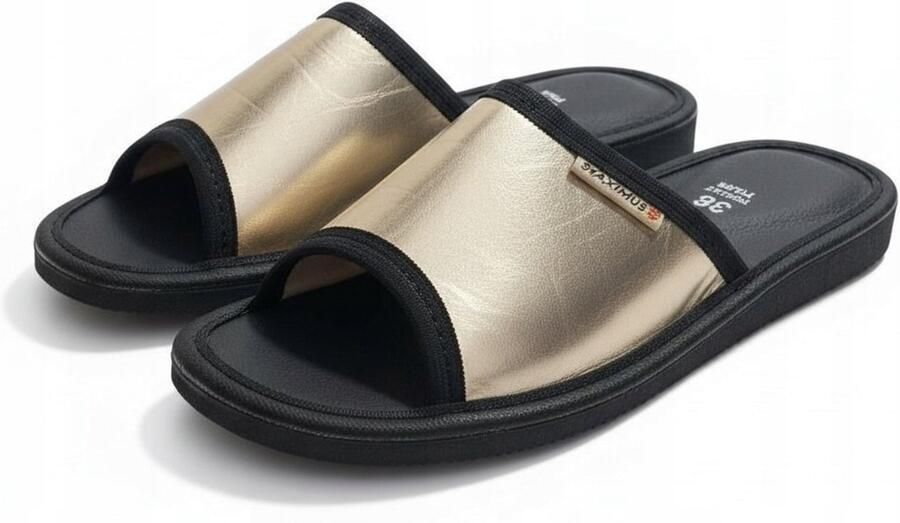 Maximus Damespantoffels Goud-Zwart Comfort & Stijl