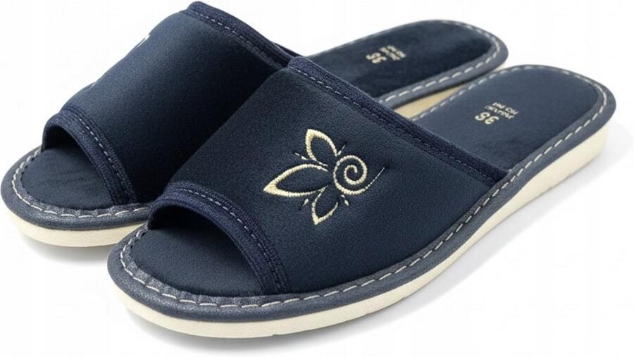 Maximus Damespantoffels Navy Blauw Comfortabele Huisschoenen