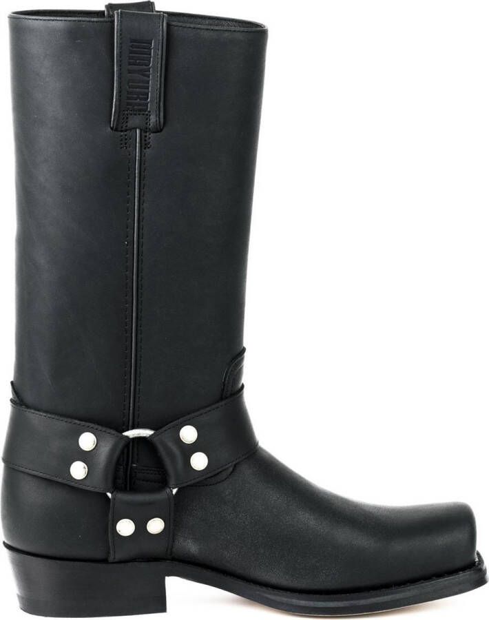 Mayura Boots 01 Zwart Biker Western Heren Laarzen Vierkante Neus Platte Hak Vast Sierspoor