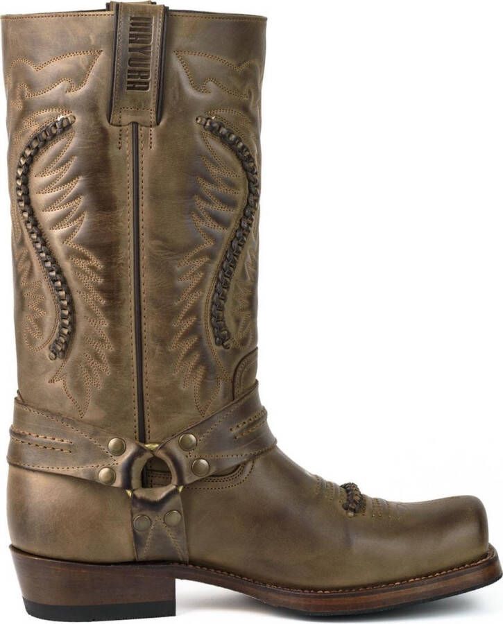 Mayura Boots 02 Bruin Biker Western laarzen Vierkante Neus Vast Spoor Vlechtwerk Oliebestendige Zool - Foto 2