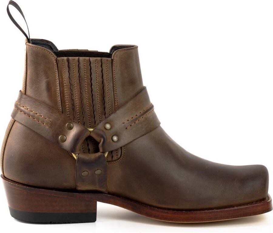 Mayura Boots 04 Bruin Cow Western Enkellaars Vierkante Neus Vast Spoor Elastiek Sluiting - Foto 1