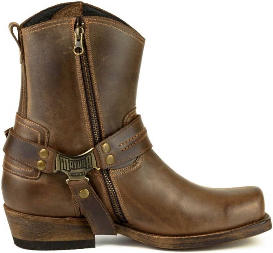 Mayura Boots 2567 Bruin met Naturel Dames Heren Spitse Cowboy Western Laarzen Schuine Hak Treklussen Goodyear Welted