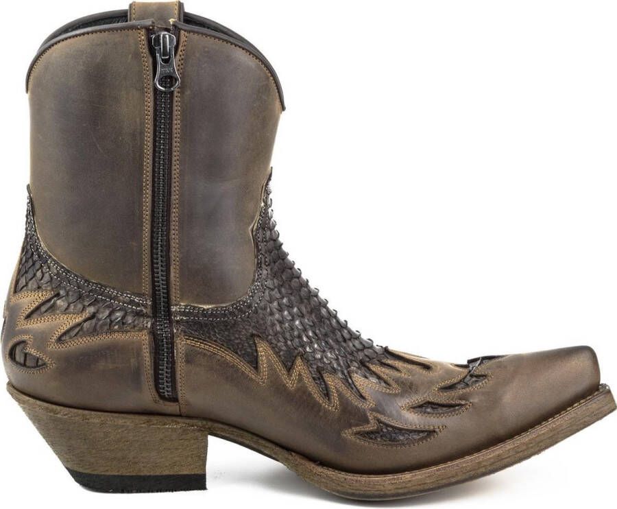 Mayura Boots 12 Bruin Bruin Cowboy Western Heren Enkellaars Spitse Neus Schuine Hak Rits Waxed Leather - Foto 1