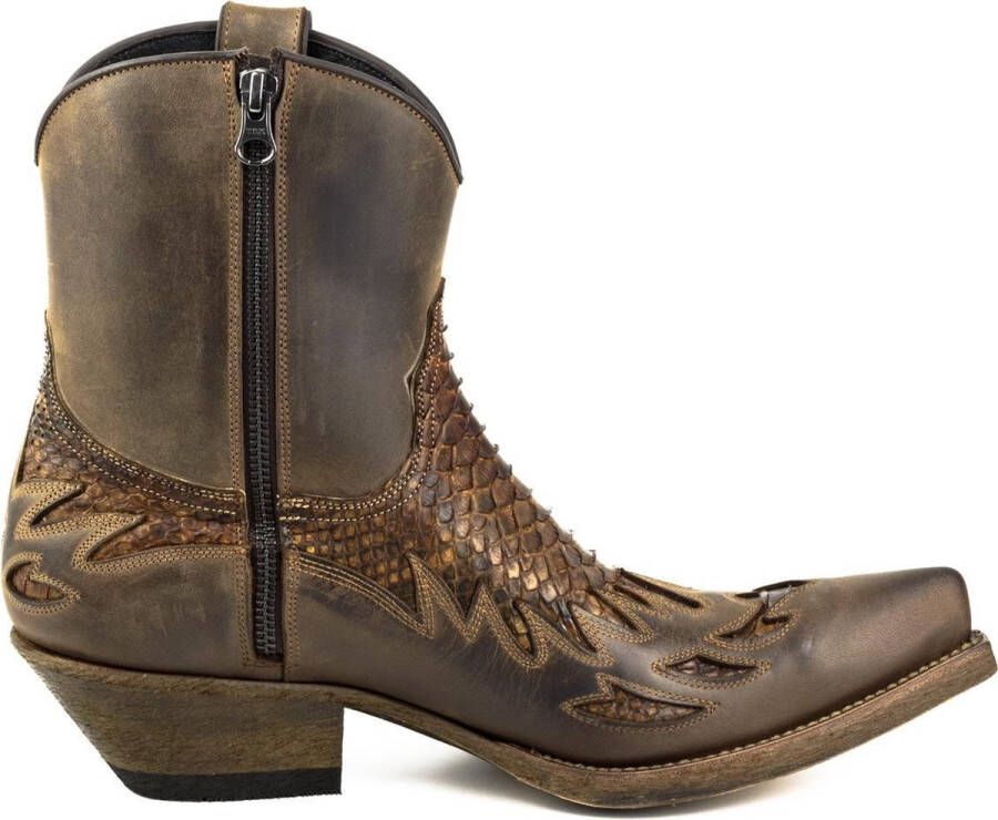Mayura Boots 12 Bruin Roestbruin Cowboy Western Heren Enkellaars Spitse Neus Schuine Hak Rits Waxed Leather