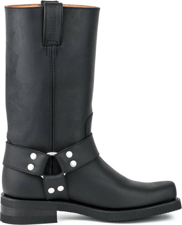 Mayura Boots 1501 Zwart Biker Western Laarzen Heren Vierkante Neus Oliebestendige Rubber Zool Kalfs Leer