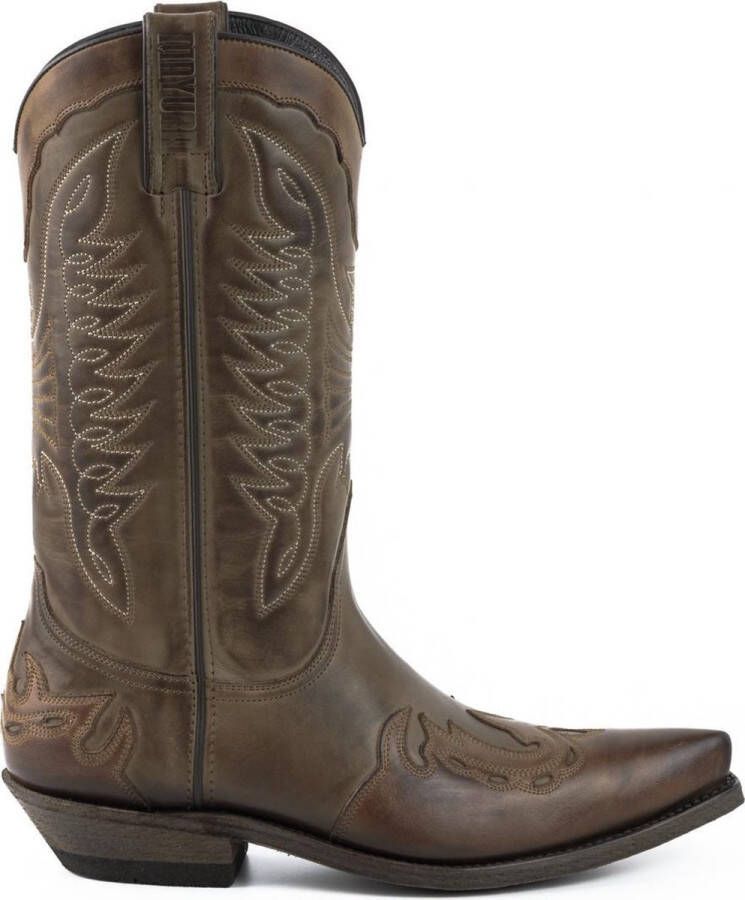 Mayura Boots 17 Taupe Ecotan Cow Western Laarzen Spitse Neus Schuine Hak Waxed Leer