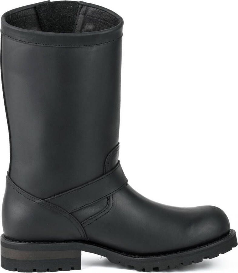 Mayura Boots 18 Zwart Biker Dames Heren Motorlaarzen Ronde Neus Anti Slip Zool Echt leer