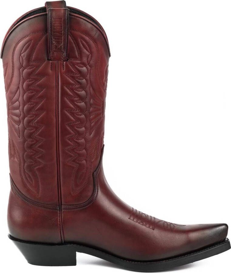 Mayura Boots 1920 Bordeaux Spitse Cowboy Western Line Dance Dames Laarzen Heren Schuine Hak Echt Leer