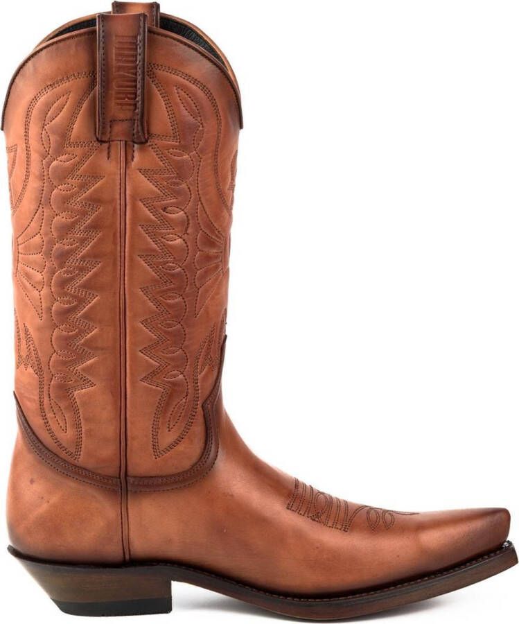 Mayura Boots 1920 Cognac Spitse Cow Western Line Dance Laarzen Schuine Hak Echt Leer