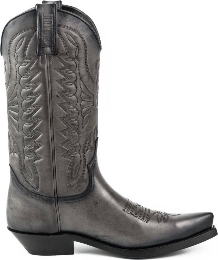 Mayura Boots 1920 Grijs Spitse Cowboy Western Line Dance Dames Heren Laarzen Schuine Hak Echt Leer