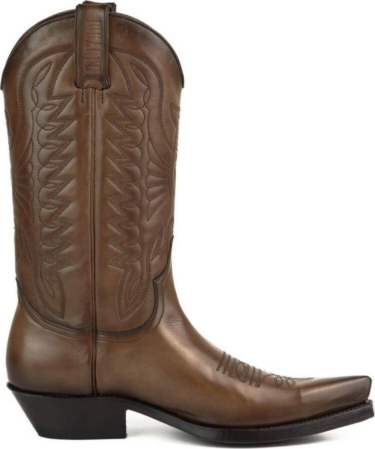 Mayura Boots 1920 Kastanje Bruin Spitse Cowboy Western Line Dance Dames Heren Laarzen Schuine Hak Echt Leer