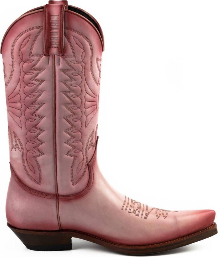 Mayura Boots 1920 Roze Spitse Cow Western Line Dance Laarzen Schuine Hak Echt Leer