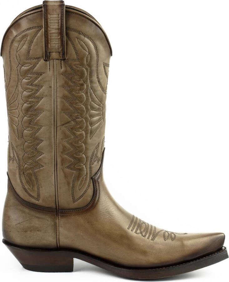 Mayura Boots 1920 Taupe Spitse Cowboy Western Line Dance Dames Heren Laarzen Schuine Hak Echt Leer