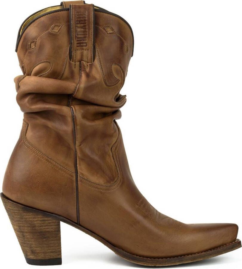 Mayura Boots 1952 Bruin Western Fashion Dames Spitse Cowboylaarzen Hoge Hak Gezakte Schacht Soepel Leer