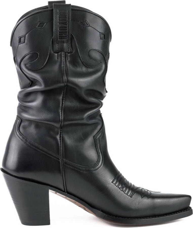 Mayura Boots 1952 Zwart Western Fashion Dames Spitse Cowboylaarzen Hoge Hak Gezakte Schacht Soepel Leer - Foto 2