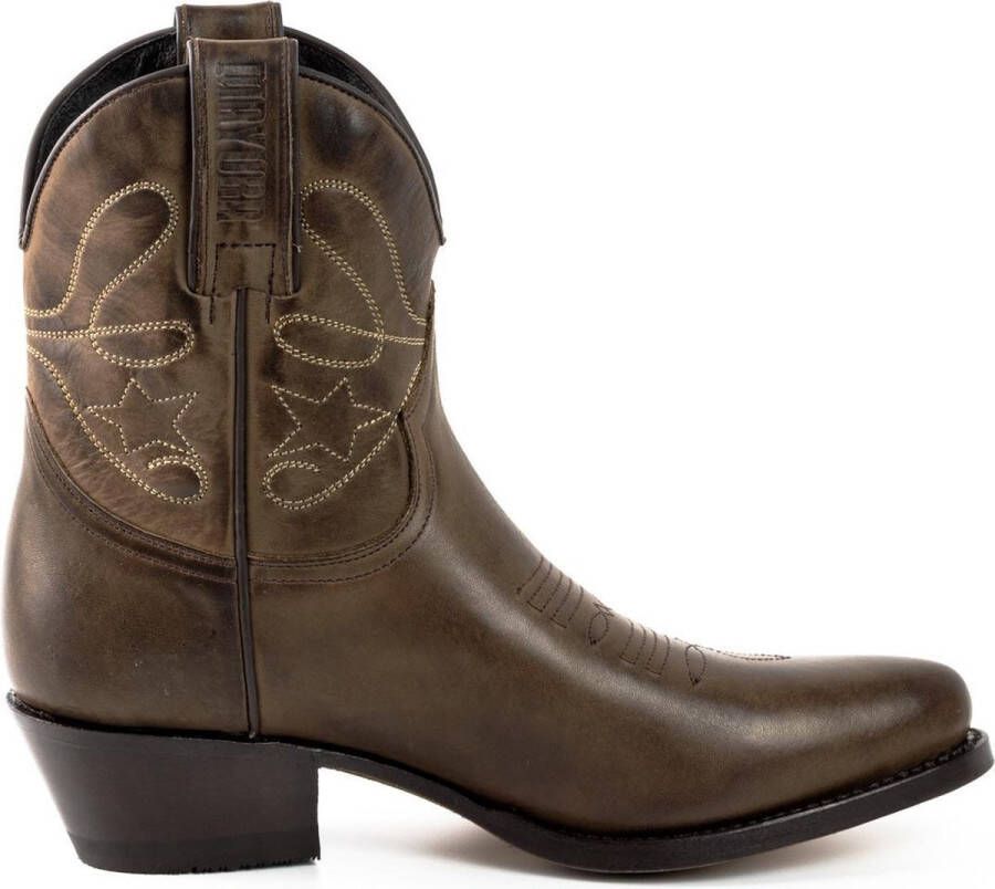 Mayura Boots 2374 Kastanje Dames Cowboy fashion Enkellaars Spitse Neus Western Hak Echt Leer