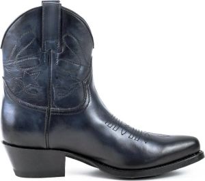 Mayura Boots 2374 Vintage Marine Blauw Cow fashion Enkellaars Spitse Neus Western Hak Echt Leer