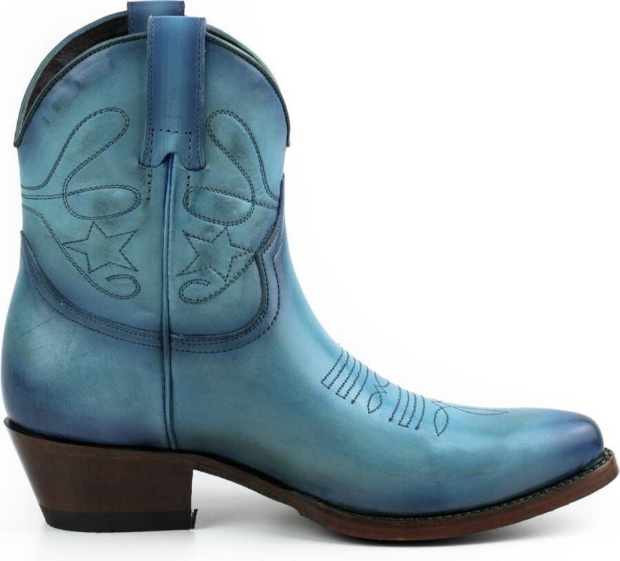 Mayura Boots 2374 Vintage Turquoise Dames Cowboy fashion Enkellaars Spitse Neus Western Hak Echt Leer