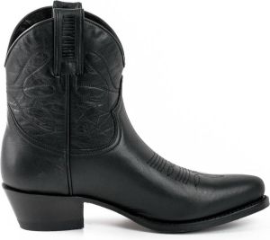 Mayura Boots 2374 Zwart Cow fashion Enkellaars Spitse Neus Western Hak Echt Leer