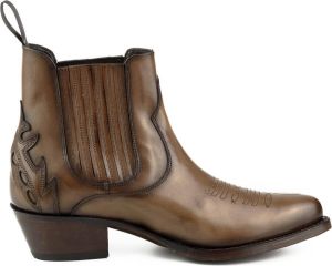 Mayura Boots 2487 Hazelnoot Cow Western Fashion Enklelaars Spitse Neus Schuine Hak Elastiek Sluiting Echt Leer