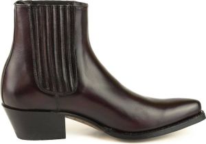 Mayura Boots 2496 Bordeaux Spitse Western Enkellaars Schuine Hak Elastiek Sluiting Glad Leer